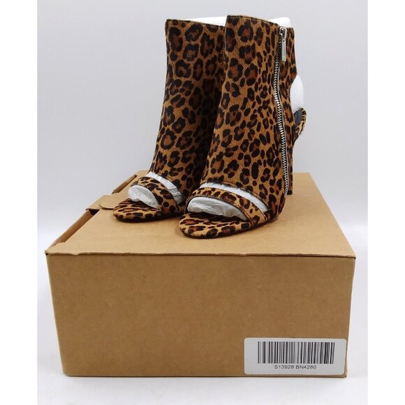 Charles David Womens Ladies Animal Print Open Toe Stiletto Zip On Heels Sz 6M - Picture 1 of 10